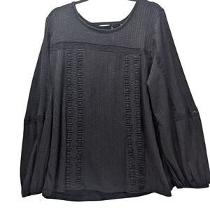 Torrid Black Ribbed lace Trim Long Sleeve Tunic Blouse Size 2X